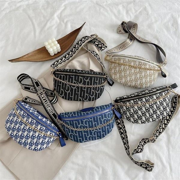 

womens waist bag trend small handbag luxury canvas characters fashion belt banana bags fanny pack 220607