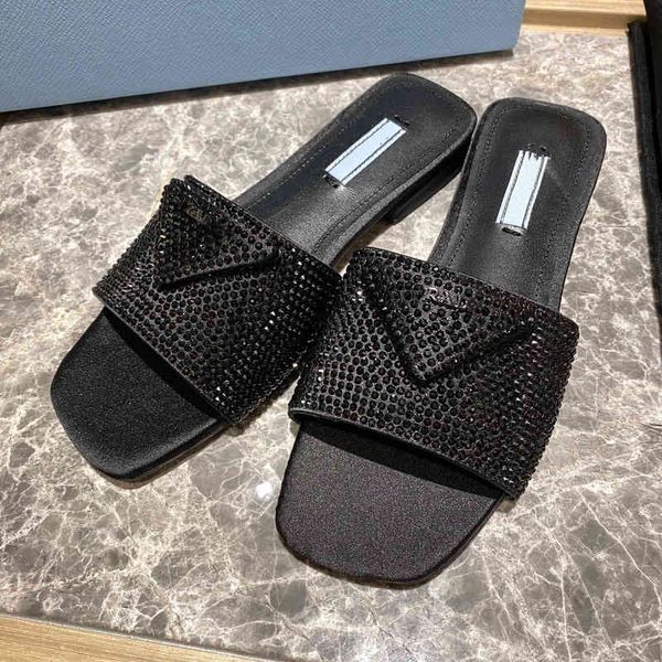 

sandals p family slippers style square head straight line women's versatile temperament flat bottomed open toe 8hw9, Black