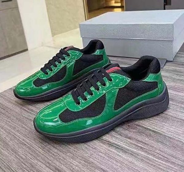 

men's america's cup leather casual shoes no53 patent leather flat-bottomed sports black mesh lace-up coach running shoes outdoor f