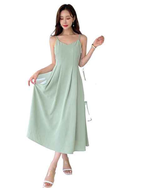 

dazy fold pleated cami dress u3cf#, Black;gray