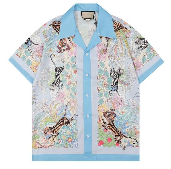 

2022 new designer brand womens shirt luxury mens t shirt luxury g letter printed tiger lapel short sleeves floral oversized -3xl, White