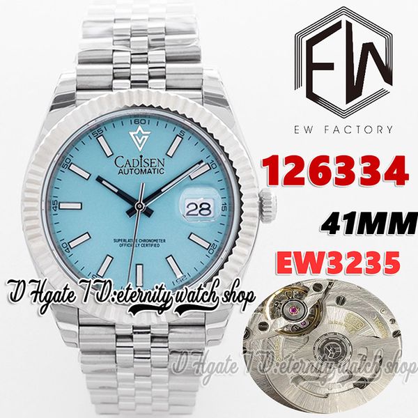 

ewf v3 ew126334 cal.3235 ew3235 automatic mens watch 41mm fluted bezel blue dial 904l stainless steel bracelet with same serial warranty car, Slivery;brown