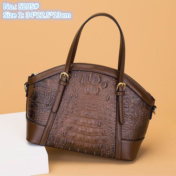 

Wholesale ladies leather bags large capacity three-piece embossed fashion handbag elegant crocodile pattern shell bag simple Joker Ribbon handbags, Brown11-5205#