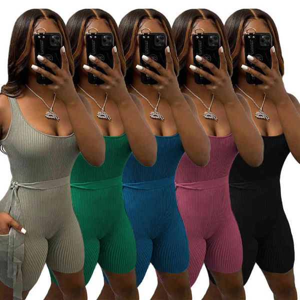 

casual dresses women's summer solid color pit strip tight short sleeve jumpsuit 2ahr, Black;gray
