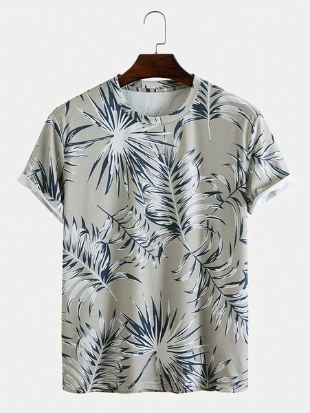 

men random tropical print tee t3lb#, White;black