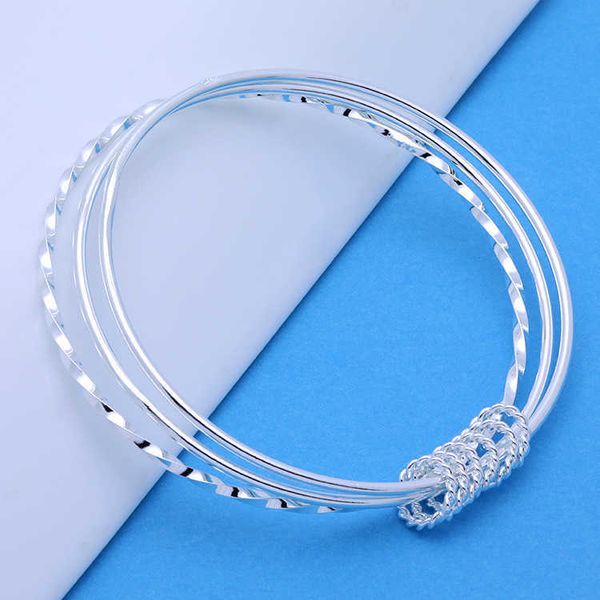 

new special 925 silver fine three circles bangle for women fashion party wedding jewelry christmas gifts, Black
