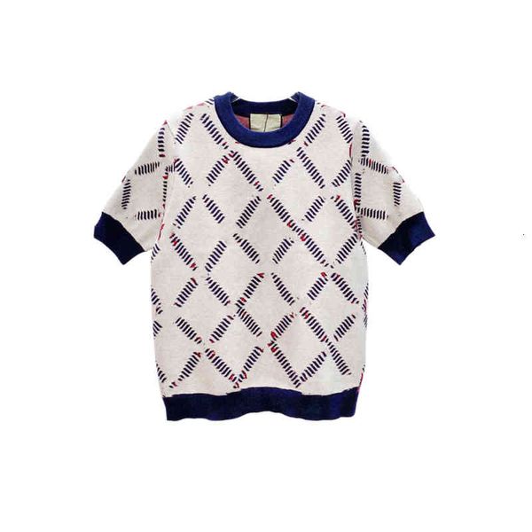 

the new designer women's t-shirt classic luxury dual letter pullover knitted t-shirt short-sleeve sweater, high quality, White