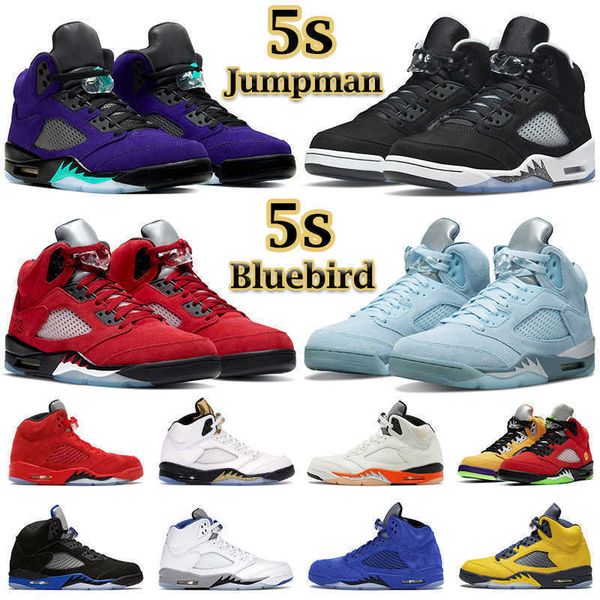 

men basketball shoes 5s jumpman 5 bluebird moonlight racer blue raging red shattered backboard jade horizon quai 54 mens trainers sports, Black