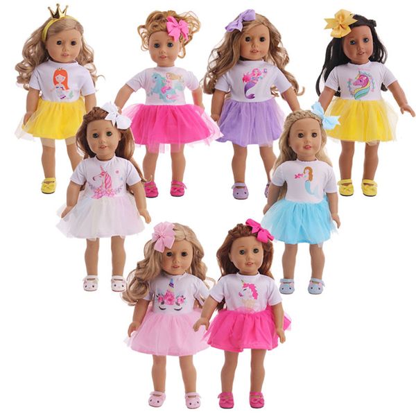 

doll casual dress apparels 46cm/18in american doll outfits with headdress costume accessories for girls birthday gift