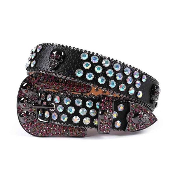 

2021 low whole western diamond studded cowboy bling colorful rhinestone belt cinto de strass for women men fashion ceint221v, Black;brown