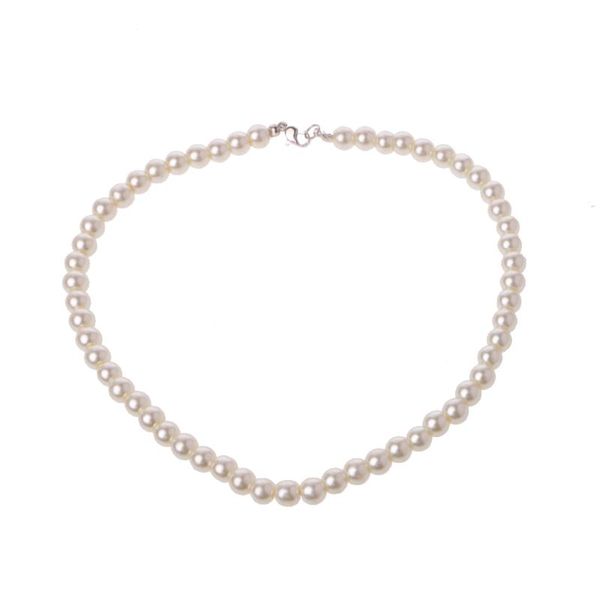 Ketten 1PC Frischwasser weiße Südseeschale Perlenkettensteine ​​runde Perlen Blumenverschluss für Frauen 7mm Schmuckschalten