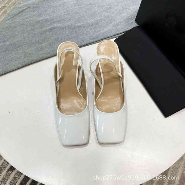 

sandals spring black pointed herringbone high-heeled slippers with thin heels sweet solid color medium heel women's half