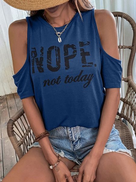 

slogan graphic cold shoulder tee o9yx#, White