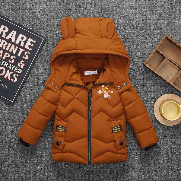 

cute little bear winter boys jacket keep warm baby jacket hood zipper fashion outerwear birthday gift 2-5 year old children clothes j220718, Blue;gray