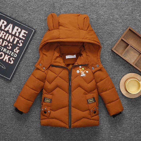 Cute Little Bear Winter Boys Jacket Keep Warm Baby Jacket Hood Zipper Fashion Capispalla Regalo di compleanno 2-5 anni Abbigliamento per bambini J220718