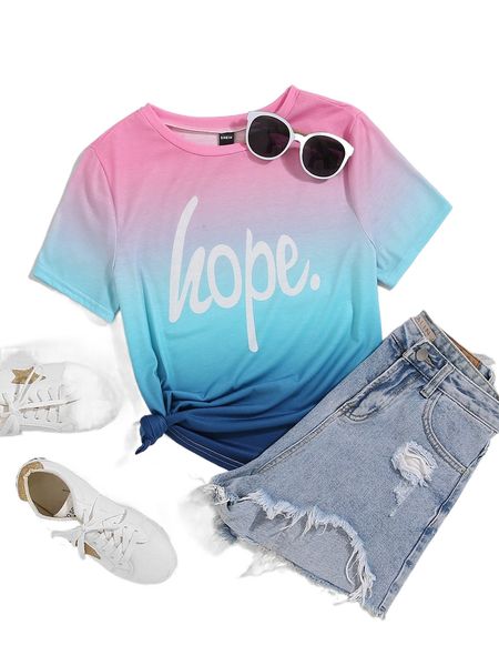 

plus letter graphic ombre tee 26sx#, Black