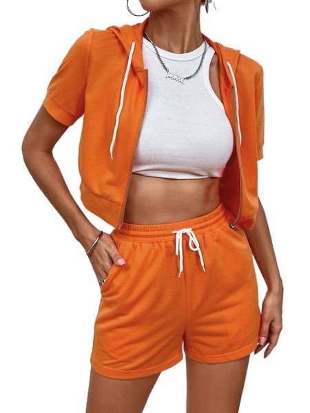 

zip up drawstring hoodie & shorts without tank z3pm#, White