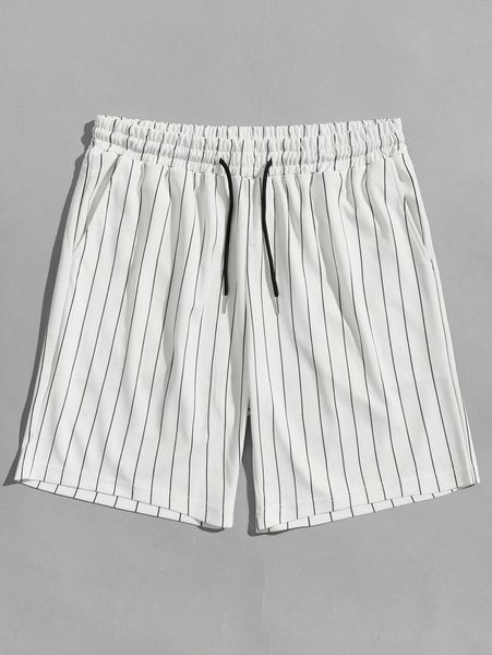 

romwe guys striped drawstring shorts y61u#, White;black