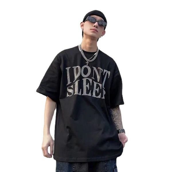

men's t-shirts summer harajuku t shirts punk printed diamond don't smoke sleep tshirt women tee couples clothing, White;black