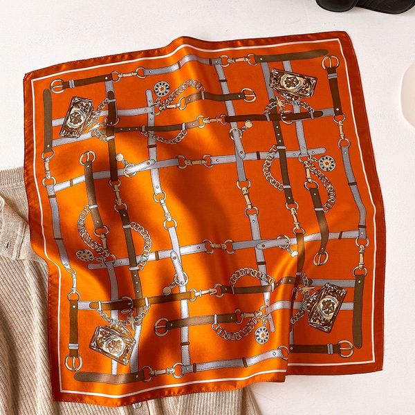 Шарфы Женские шелковые атласные шарфы для волос Модный платок с квадратным принтом Профессиональные аксессуары Дизайнерский шарф