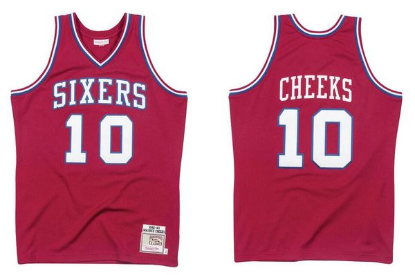 

stitched maurice cheeks basketball jersey s-6xl mitchell & ness 1982-83 mesh hardwoods classics retro version men women youth jerseys, Black;red