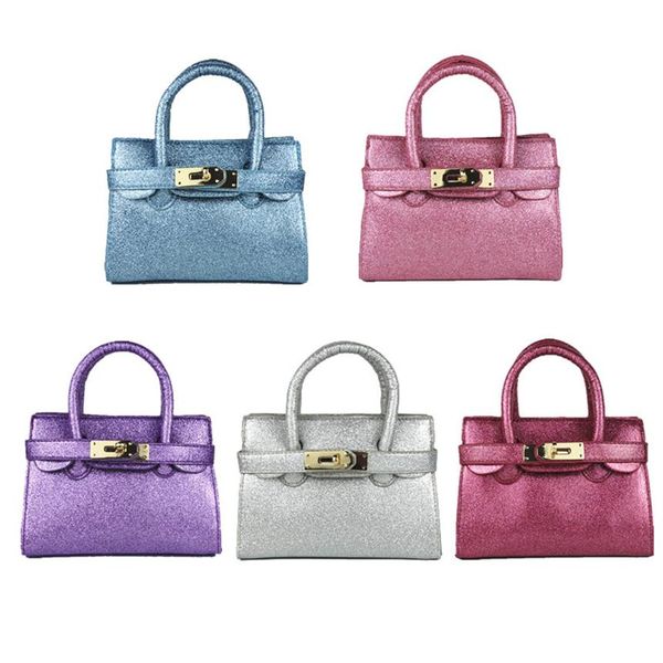

kids cute handbags kids platinum tote baby girls mini princess purses cross-body bags children candy coin bags birthday g239i, Black