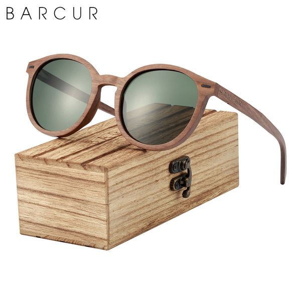 

barcur deisgn stylish brand cat eey walnut wood sunglasses polarized men women sun glasses uv400 gift box 220510, White;black
