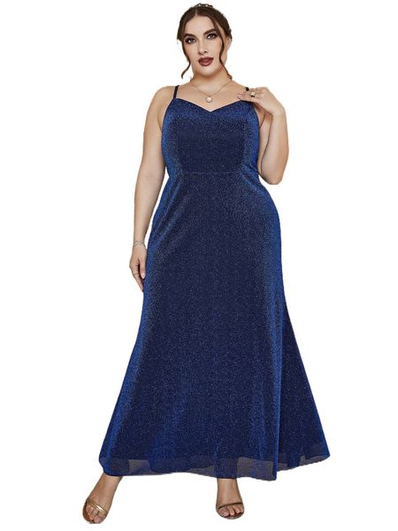 

plus solid glitter cami dress 44k0#, Black
