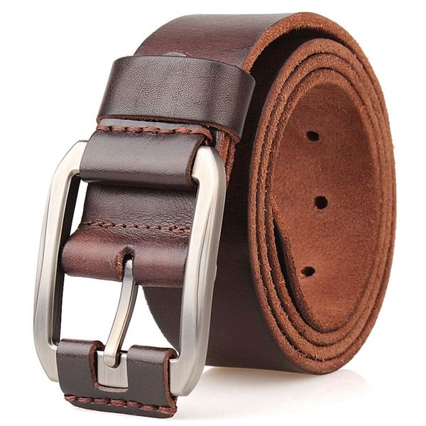 

designer belt men luxury 100%real full grain thick cowhide genuine leather vintage 38cm sport masculine big size soft belt 150 220622, Black;brown