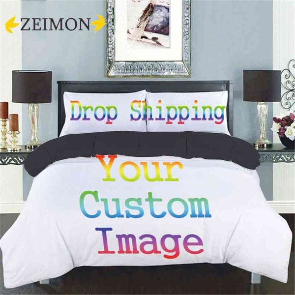 Set di biancheria da letto personalizzata Zeimon stampato in 3D Tessili per la casa in poliestere Twin Queen Size 2/3pcs Set copripiumino con retro nero/grigio