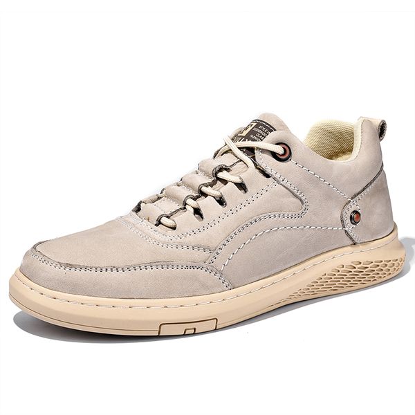 

genuine leather shoes men lace up trend comfortable men winter shoes outdoor british fashion men high sneakers moccasins, Black