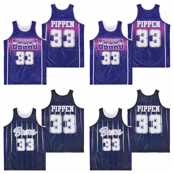 Filme Basquete College Central Arkansas Bears Scottie Pippen Jersey 33 Universidade Hip Hop All Stitched Team Color Purple Navy Blue para fãs de esporte High School