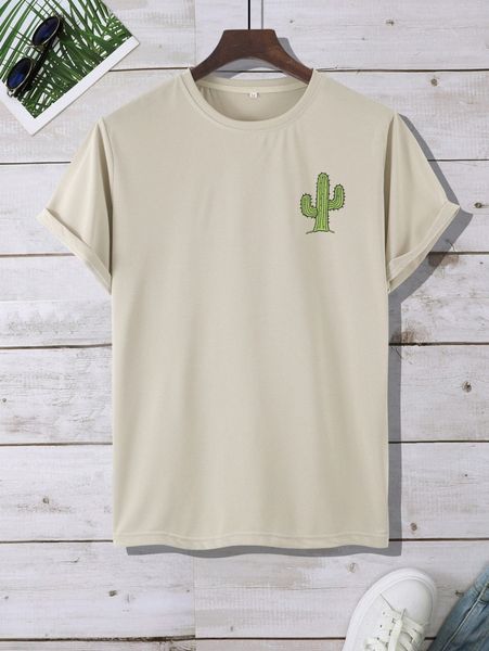

men cactus print tee t4es#, White;black