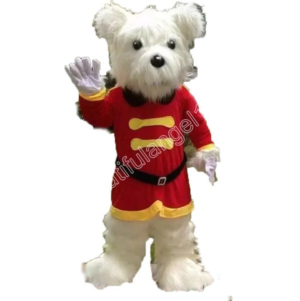 Halloween White Longo Pele Urso Mascot Personagem Traje Cartoon Anime Anime Anime Tema Caráter Adulto Tamanho Natal Carnaval Festival Fancy Dress