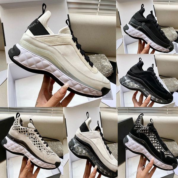 

designer sneaker vintage suede casual shoes men women calfskin shoe velvet platform sneakers mixed mesh fiber suede reflective sneakerss, Black