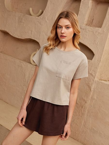

patch pocket crop tee 283z#, White