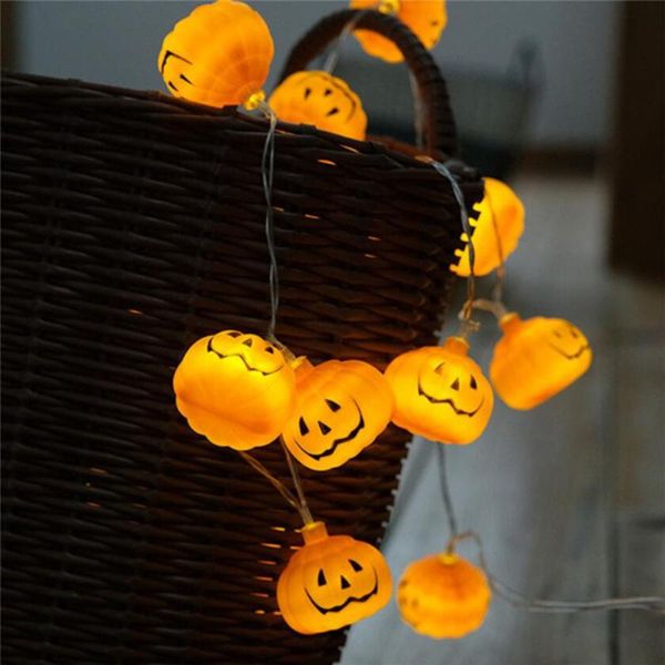 Stringhe 10leds 20leds 30leds Stringa di luce della zucca di Halloween alimentata a batteria fai da te appesa decorazione del partito di festa StringLED LED