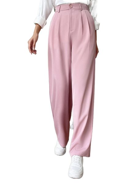 

high waist plicated detail pants q9al#, White;black