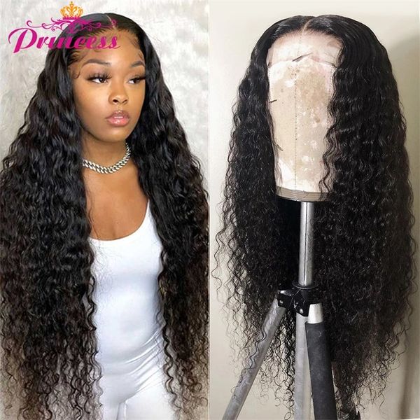 

princess 13x413x6 hd transparent lace front human hair wigs preplucked brazilian deep wave lace frontal wig with baby hair 220715, Black;brown
