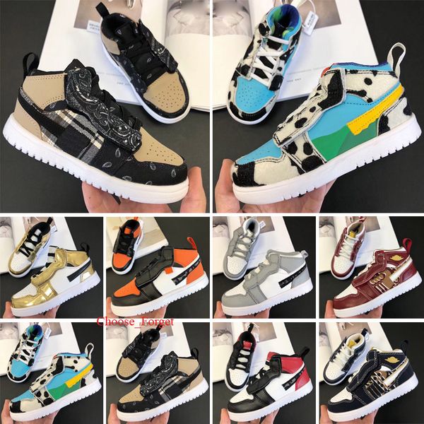 

childrens jumpman 1 b asketball shoes athletics x sneakers running shoe for kids boy sports 26-35, Black