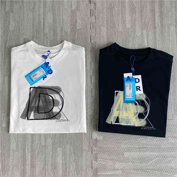 

women's t-shirt [special]korea chao brand ader spring and summer large d letter embroidery printing round neck loose short sleeve t-shi, White