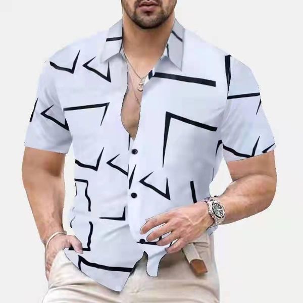 Camisas Casuais Masculinas Camisa Havaiana Moda Padrão Estampado Primavera Verão Blusa Manga Curta Tops Loos e