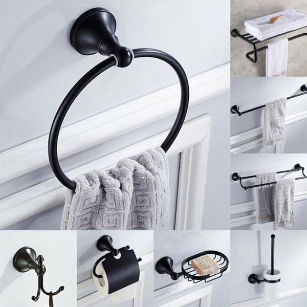 Acessório de banho Conjunto de óleo Bronze Acessórios de banheiro de bronze Towel Rack Rock Ring titular de dentes escova de hardware de escova de vaso sanitário Setsbath