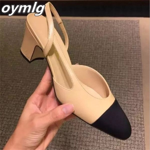 

spring europe fashion high heels sandals ladies party dress shoes pointed toe slingback shoes women mixed colors sandals 220504, Black