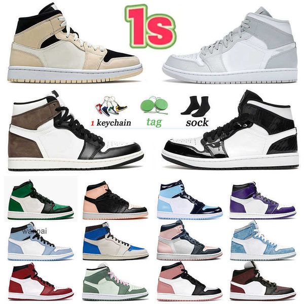 

1 1s sports sneakers jumpman twist basketball shoes high og dark mocha mid chicago trainers mens womens university blue white hyper royal, Black