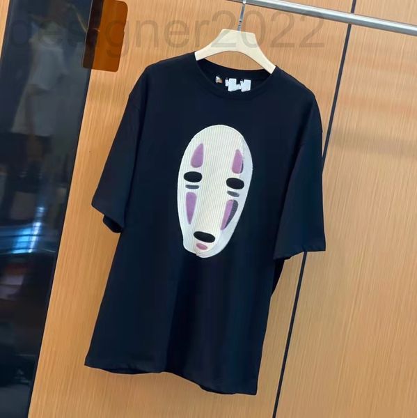 

women's t-shirt designer [correct version] summer chihiro mask face casual short sleeve men and women couple t-shirt loose round neck 5, White