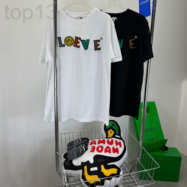 

women's t-shirt designer 2022 shenzhen nanyou high end women's spring and summer fashion brand smiling face letter printing loose, White