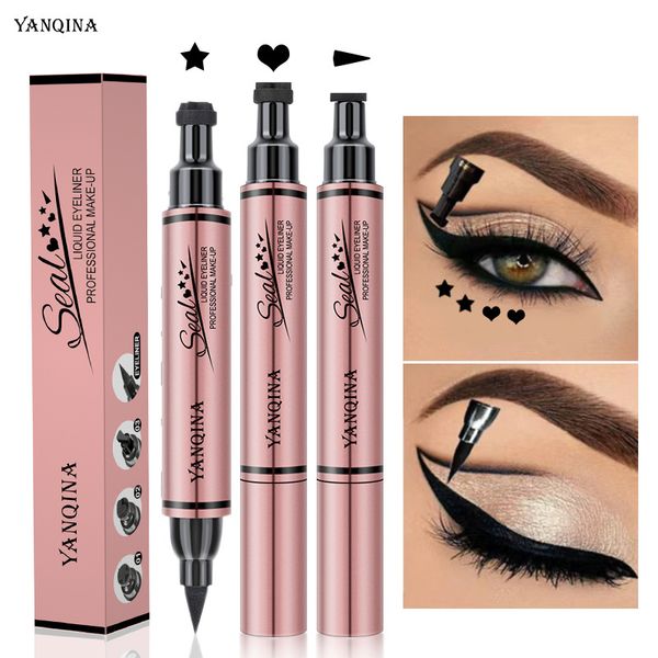 

yanqina 2 in1 eyeliner stamp double head eye stamps liquid eyeliner pencil star heart waterproof quick dry korea makeup