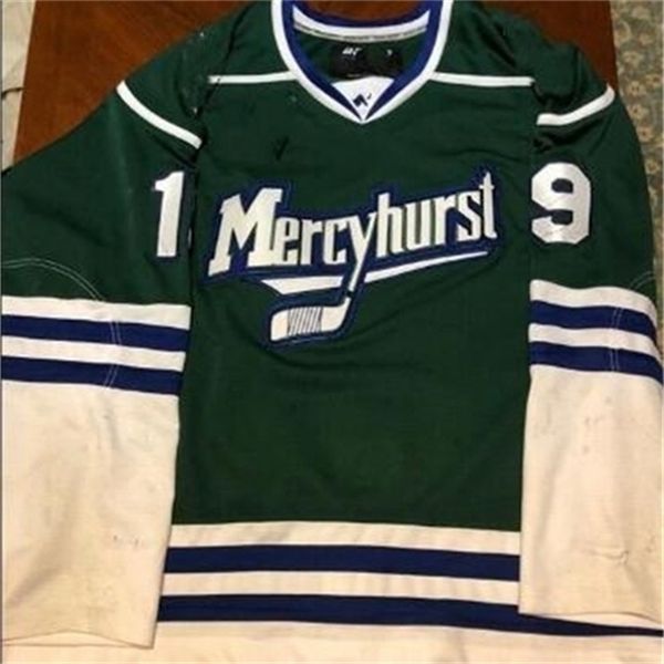 C26 NIK1 TAGE Mercyhurst Yolu Özelleştirmek # 19 En İyi Hokey Jersey Nakış Dikişli veya Özel Herhangi Bir Ad veya Numara Retro Jersey