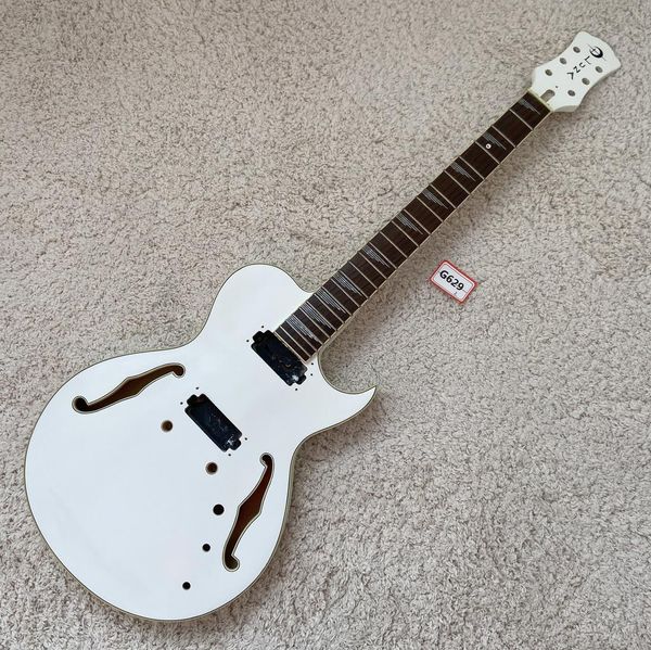

genuine diy authorized made electric guitar f hole glossy white color in stock